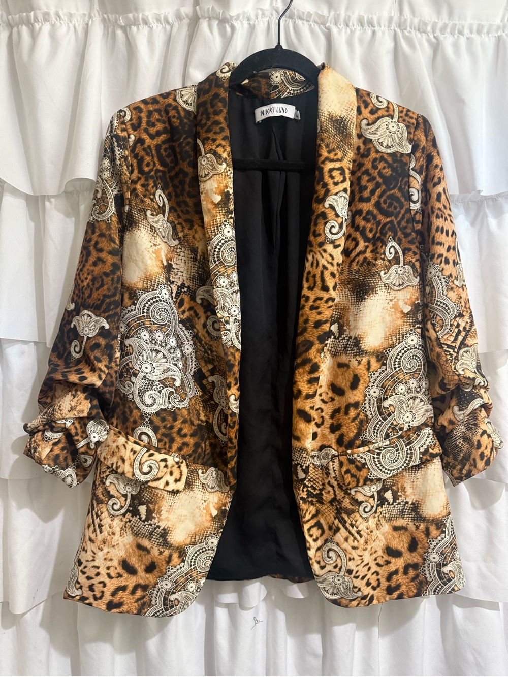 Nikki Lund Women's Brown Leopard Paisley Blazer